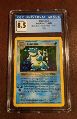 Graded Pokemon Base Set 2/102 Shadowless Blastoise CGC 8.5 Near Mint PSA FRESH - Image 1
