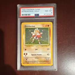 Pokemon Hitmonchan Base Set Holo Rare #7/102 English 1999 PSA 8 - Image 1