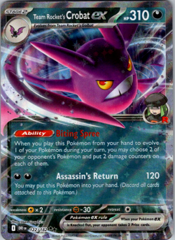 Pokemon TCG Team Rocket's Crobat ex 122/182 Destined Rivals Double Rare Holo NM - Image 1