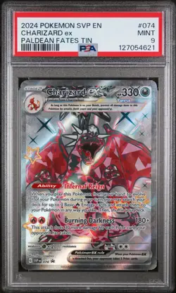 Pokemon Charizard EX SVP Black Star Promo 074 Rare Holo Card Paldean Fates PSA 9 - Image 1