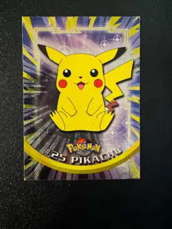 PIKACHU Pokemon 1999 TOPPS NM Card #25 TV Animation Black Logo - Holo Rays - Image 1