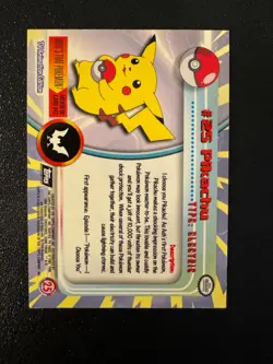 PIKACHU Pokemon 1999 TOPPS NM Card #25 TV Animation Black Logo - Holo Rays - Image 2
