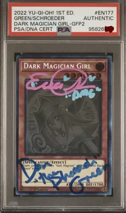 Konami Dark Magician Girl GFP2-EN177 1st Edition Autographed PSA Yu-Gi-Oh! Card - Image 1