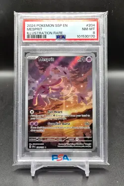 2024 POKEMON SSP EN-SURGING SPARKS ILLUSTRATION RARE #204 MESPRIT PSA 8 - Image 1