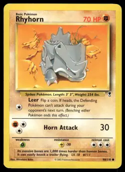 Pokemon TCG Legendary Collection #90/110 Rhyhorn LP - Image 1