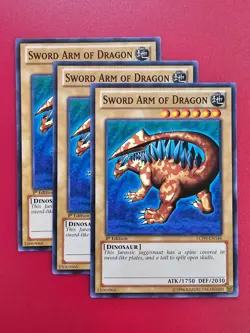 3x Yugioh LCJW-EN146 Sword Arm of Dragon Common 1st Edition LP Light Play x3 - Image 1