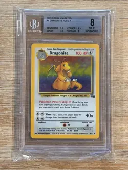 Dragonite Pokemon Fossil Unlimited Holo Rare 4/62 BGS 8 - Image 1