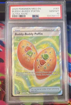 Buddy-Buddy Poffin Ultra Rare #167 PSA 10 GEM MINT - 2025 Pokemon MEG EN Trainer - Image 1