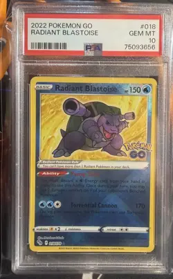 2022 Pokemon GO Radiant Blastoise PSA 10 - Gem Mint - Secret Shiny Holo #018 - Image 1