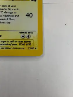 Zapdos Holo - Fossil Set Unlimited (1999) - Near Mint - Vintage Pokemon - Image 3