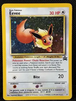 1999 Pokemon Eevee 11/53 WOTC Black Star Promo Holo Promo Holo LP Partial Swirl - Image 1