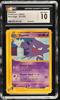 CGC 10 GEM MINT Haunter 2003 Skyridge 63/144 Pokemon Card - Image 1