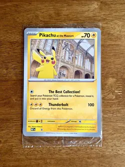 Pokemon x Natural History Museum Pikachu Jumbo Promo Card - In Hand - Image 1