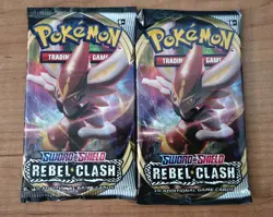 Pokemon TCG Sword Shield Booster Packs Lot of 2 Rebel Clash - Image 1