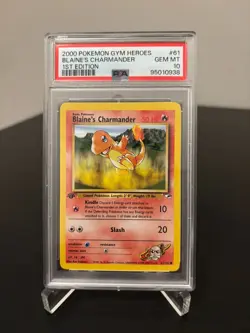 BLAINE'S CHARMANDER 1st EDITION 2000 POKEMON GYM HEROES #61 PSA 10 - Image 1