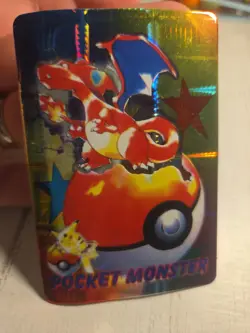 1998 P.M. Pokemon Bandai Charizard Japanese - Holo Sticker Prism Vending Machine - Image 2