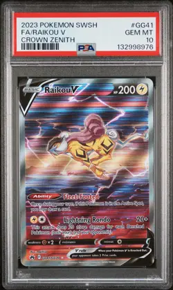 2023 POKEMON SWSH CROWN ZENITH FA/ RAIKOU V GG41 PSA 10 GEM MT - Image 1
