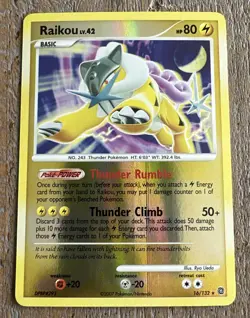2007 Pokemon Secret Wonders Raikou Reverse Holo Rare NM 16/132 - Image 1