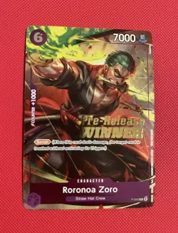 2023 One Piece Roronoa Zoro OP-06 (Pre-Release Tournament Winner) P-045 Promo NM - Image 1