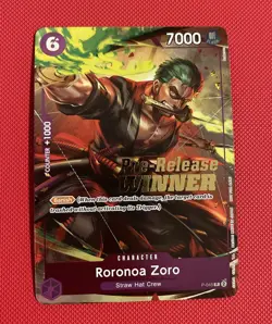 2023 One Piece Roronoa Zoro OP-06 (Pre-Release Tournament Winner) P-045 Promo NM - Image 1
