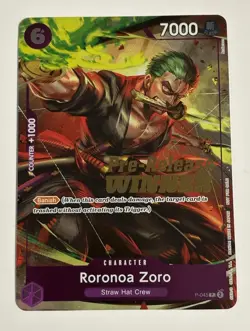 Roronoa Zoro P-045 Pre-Release Winner Stamped OP-06 Promo One Piece Card NM - Image 1