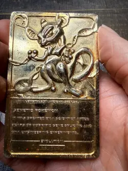Vintage Pokemon Mewtwo #150 Gold Tone Metal Card 1999 Nintendo - Image 3