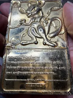 Vintage Pokemon Mewtwo #150 Gold Tone Metal Card 1999 Nintendo - Image 5