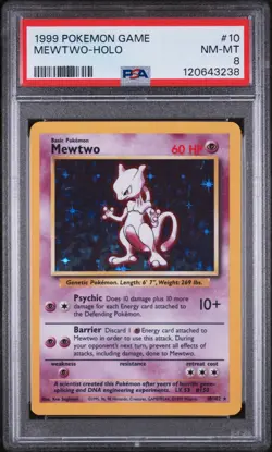 1999 POKEMON BASE SET UNLIMITED #10 MEWTWO-HOLO PSA 8 - Image 1