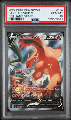 2022 POKEMON SWORD & SHIELD BRILLIANT STARS #154 FULL ART/CHARIZARD V PSA 10 - Image 1