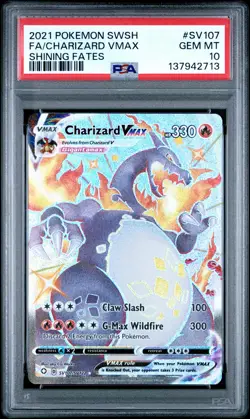 2021 POKEMON SWORD & SHIELD SHINING FATES #SV107 FULL ART/CHARIZARD VMAX PSA 10 - Image 1