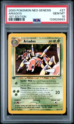 2000 POKEMON NEO GENESIS 1ST ED #27 ARIADOS PSA 10 - Image 1