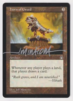 Silver Signed Horn of Greed HP Stronghold Artist Jeff Miracola 1998 MTG Magic! - Image 1