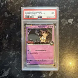 2025 POKEMON DRI EN-DESTINED RIVALS PRERELEASE-STAFF TEAM ROCKET'S MIMIKYU PSA 9 - Image 1