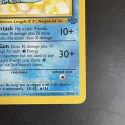 Pokemon Vintage Non-Holo Rare Vaporeon 28/64 Jungle WotC 1999 - Image 4