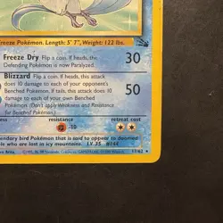 Vintage Pokemon Non-Holo Rare Articuno 17/62 Fossil Wotc 1999 - Image 4