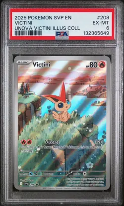 2025 POKEMON SVP EN-SV BLACK STAR PROMO #208 VICTINI PSA 6 - Image 1