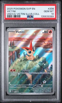 2025 POKEMON SVP EN-SV BLACK STAR PROMO #208 VICTINI UNOVA ILLUS COLL PSA 10 - Image 1