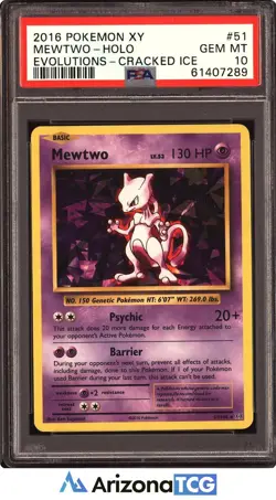 Pokemon 2016 Mewtwo 51/108 Cracked Ice Holo Evolutions GEM MINT PSA 10 - Image 1