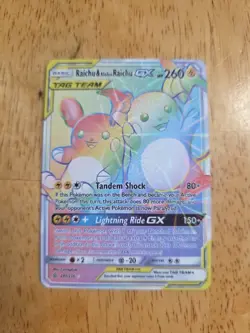 Pokemon Raichu & Alolan Raichu GX TAG TEAM Full Art Holo Secret Rare 241/236 - Image 3