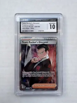 2025 POKEMON CGC 10 TEAM ROCKET GIOVANNI 225/182 DESTINED RIVALS ULTRA RARE HOLO - Image 1