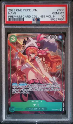 Nami One Piece 2023 OP02 Premium Card Collection BS Vol.1 Japanese #036 PSA 10 - Image 1