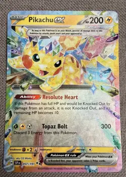 Pokemon TCG Surging Sparks Pikachu EX Double Rare Holo Card 057/191 - Image 1