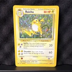Pokemon Raichu Base Set Holo Rare 14/102 80 HP Stage 1 Ken Sugimori Pokemon TCG - Image 1