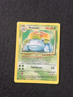 Pokemon TCG Venusaur 15/102 Base Set Unlimited Holo Rare Vintage HP DMG - Image 1