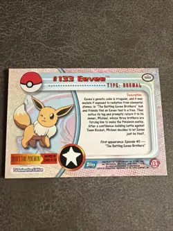 2000 Topps Pokemon TV Animation Edition Series Non Holo #133 Eevee Blue Label - Image 2