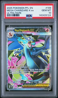 2025 POKEMON PFL EN-PHANTASMAL FLAMES ULTRA RARE #109 MEGA CHARIZARD X EX PSA 10 - Image 1