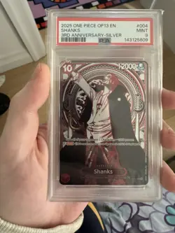 2025 ONE PIECE OP13-CARRYING ON HIS WILL 3RD ANNIV-SILVER #004 SHANKS PSA 9 - Image 1