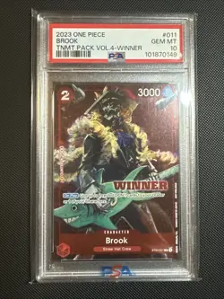 2023 ONE PIECE PROMOS WINNER PACK VOL.4 #011 BROOK PSA 10 English - Image 1
