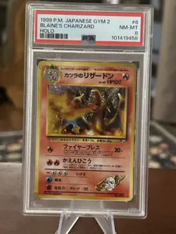 1999 Pokemon Blaine's Charizard #6 Gym Expansion 2 Challenge Japanese HOLO PSA 8 - Image 1
