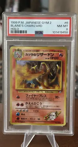 1999 Pokemon Blaine's Charizard #6 Gym Expansion 2 Challenge Japanese HOLO PSA 8 - Image 4